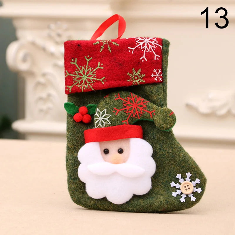 2024 New Year Christmas Stocking Sack Xmas Gifts Candy Bag Noel Christmas Decorations For Children Home Navidad Sock Tree Decor