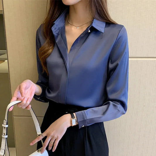 Satin Women's Shirt Long Sleeve