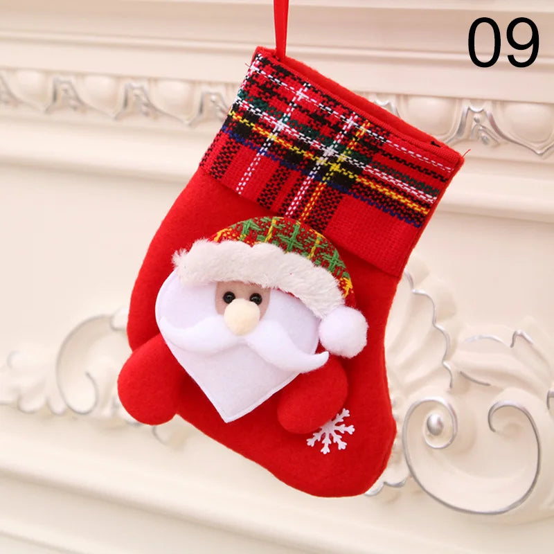 2024 New Year Christmas Stocking Sack Xmas Gifts Candy Bag Noel Christmas Decorations For Children Home Navidad Sock Tree Decor