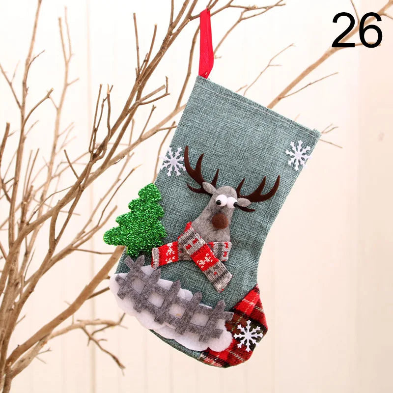 2024 New Year Christmas Stocking Sack Xmas Gifts Candy Bag Noel Christmas Decorations For Children Home Navidad Sock Tree Decor