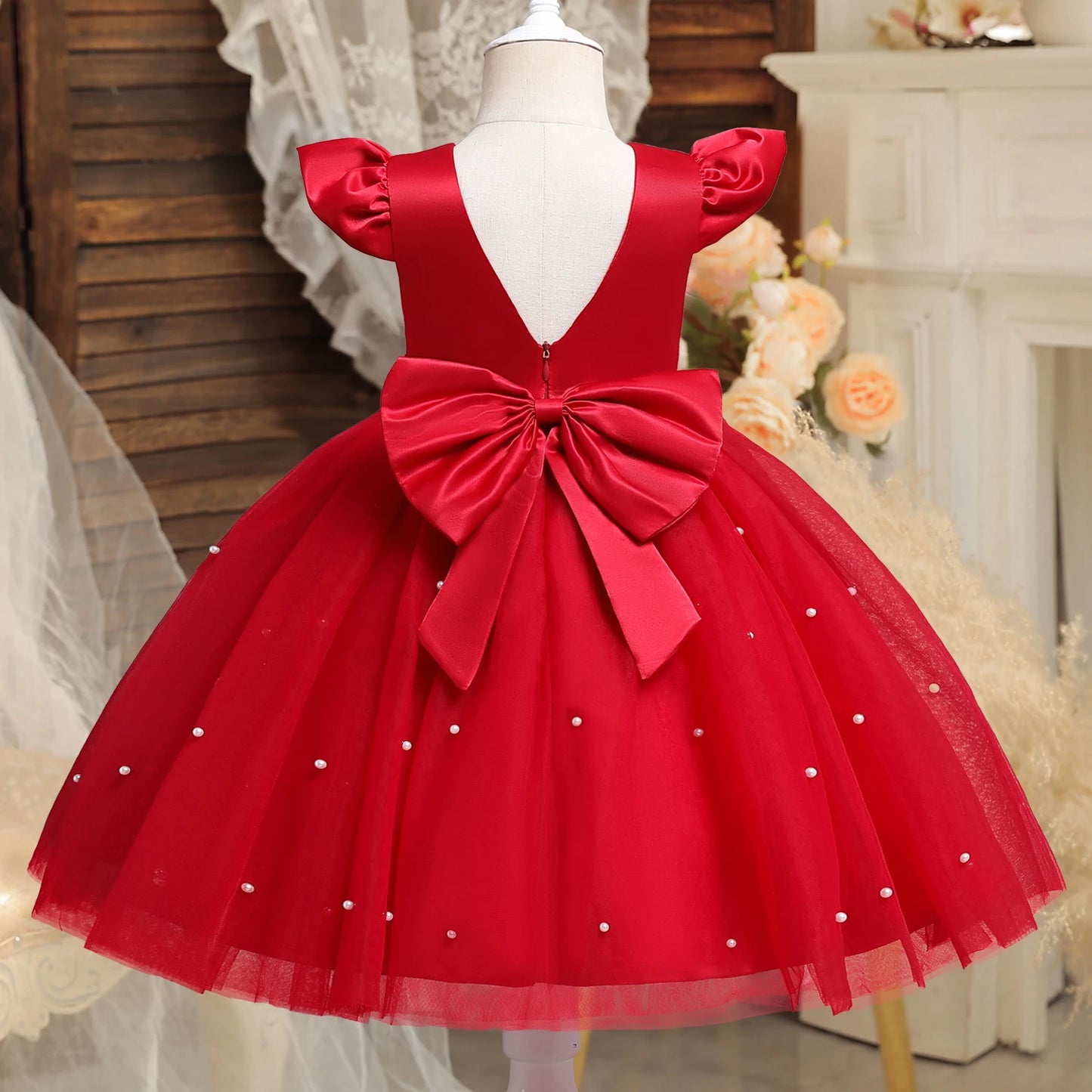 Toddler Girl Red Christmas Princess Dress