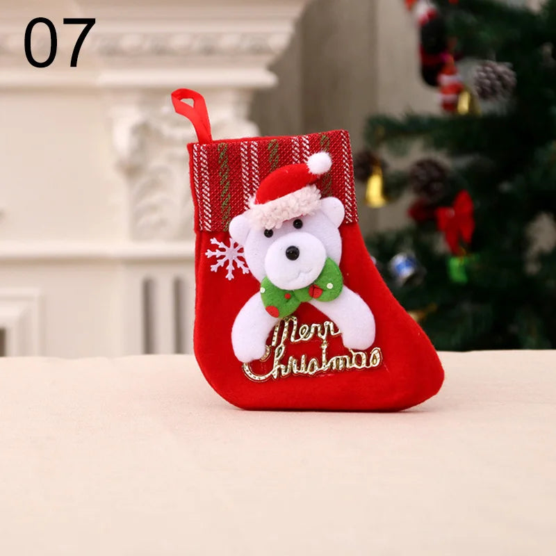 2024 New Year Christmas Stocking Sack Xmas Gifts Candy Bag Noel Christmas Decorations For Children Home Navidad Sock Tree Decor