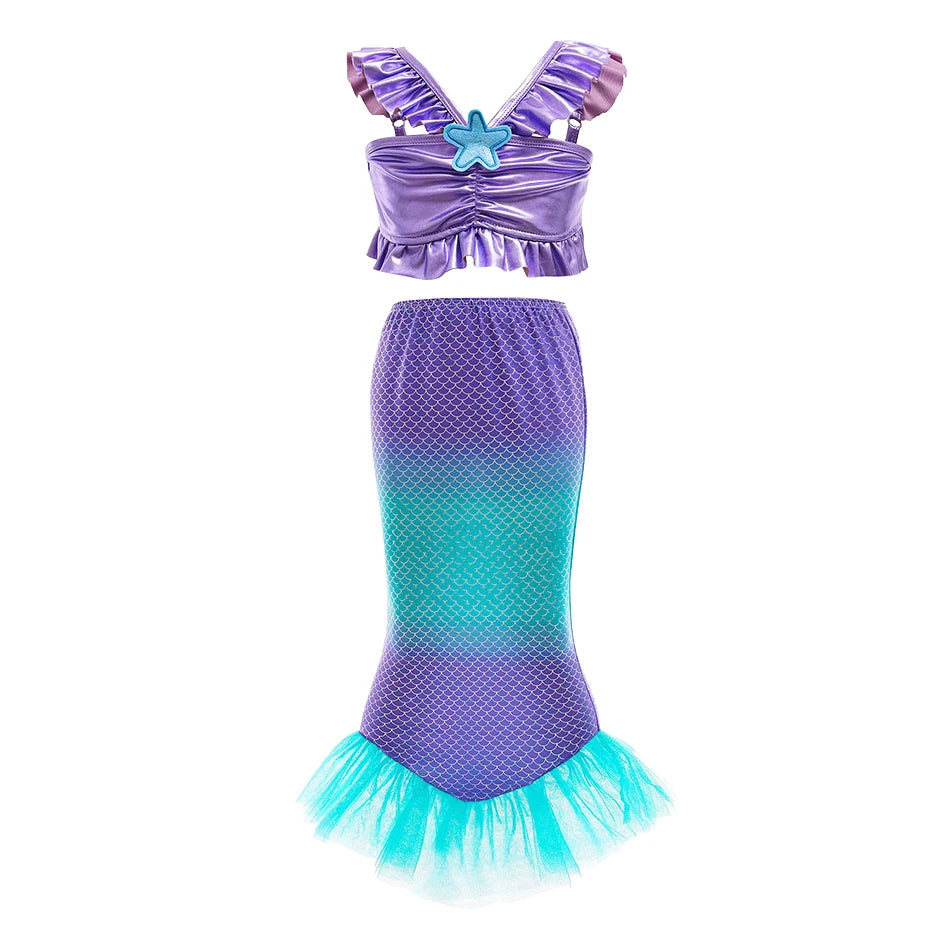 Kids Princess Dress Kids  Mermaid Cosplay Dresses Children Summer Birthday Dress Up Girls Christmas Halloween Carnival Dresses