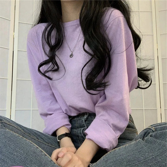 Korean Fashion T-shirt Women Long Sleeve