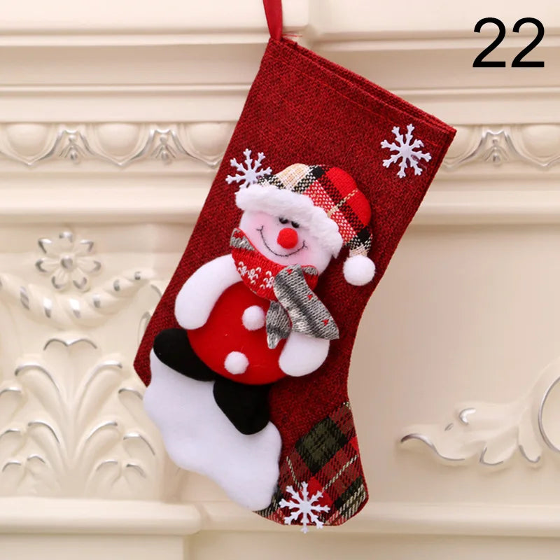 2024 New Year Christmas Stocking Sack Xmas Gifts Candy Bag Noel Christmas Decorations For Children Home Navidad Sock Tree Decor