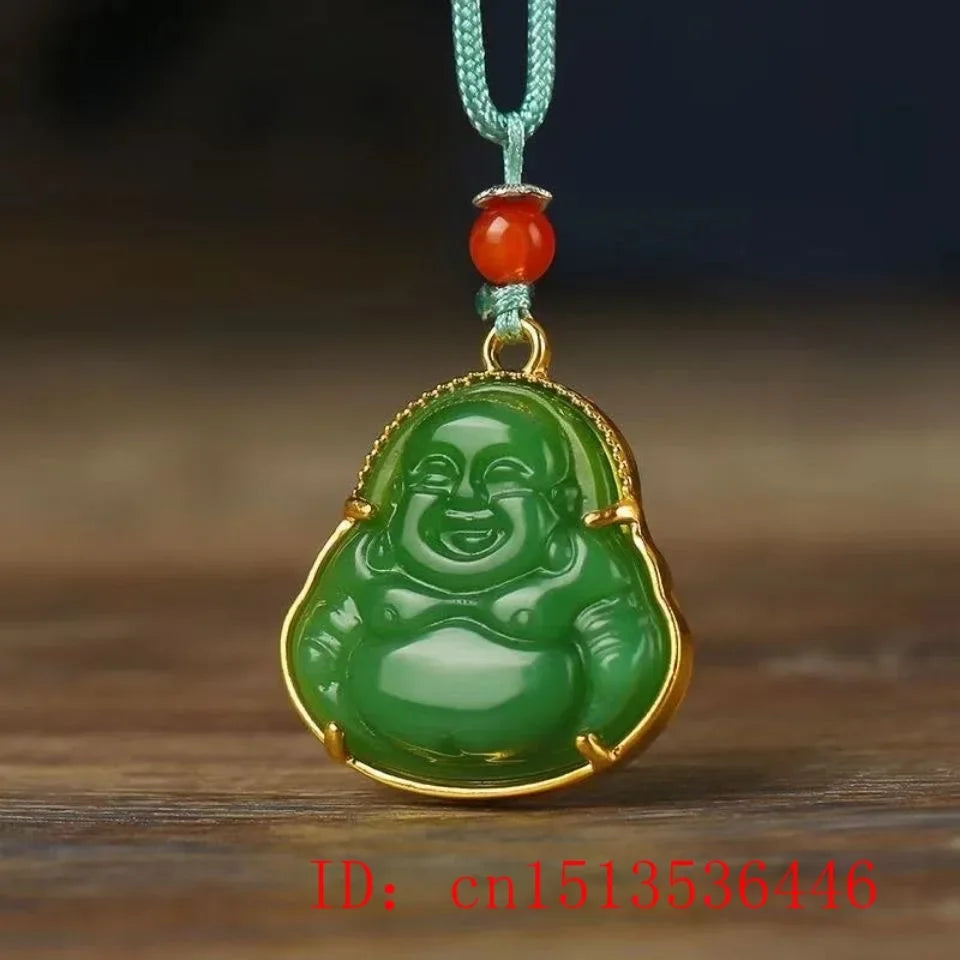 Jade Buddhism Pendant Amulet 925 Silver Fashion Crystal Charm Zircon Chalcedony Necklace Natural Gemstone Women Gifts