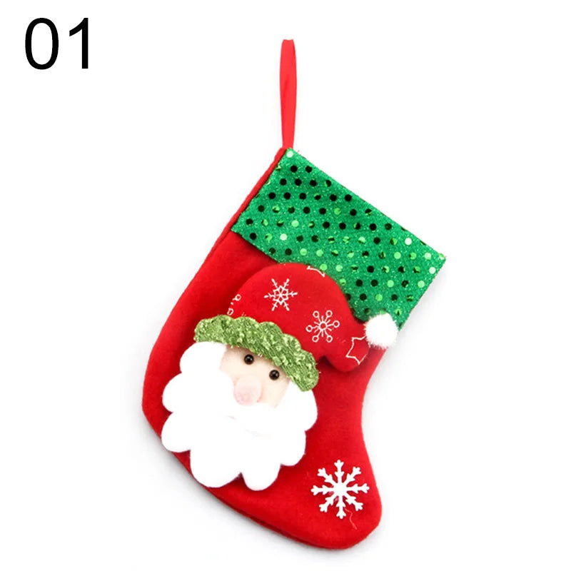 2024 New Year Christmas Stocking Sack Xmas Gifts Candy Bag Noel Christmas Decorations For Children Home Navidad Sock Tree Decor