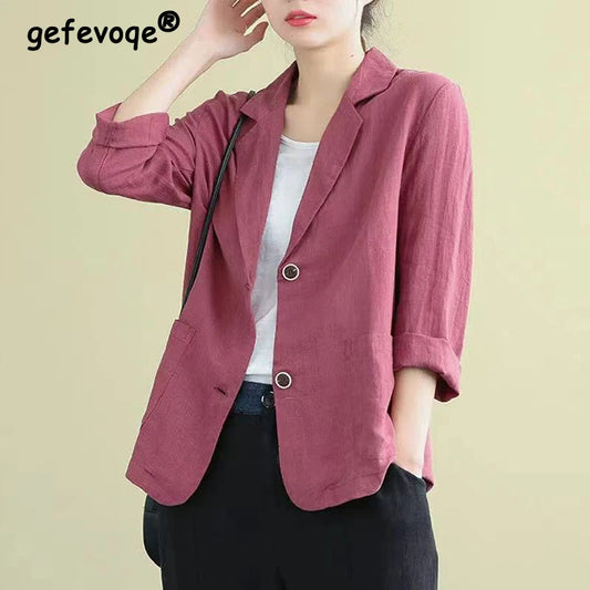 Loose Casual Blazers Female Long Sleeve Elegant Fashion Cardigan Suit