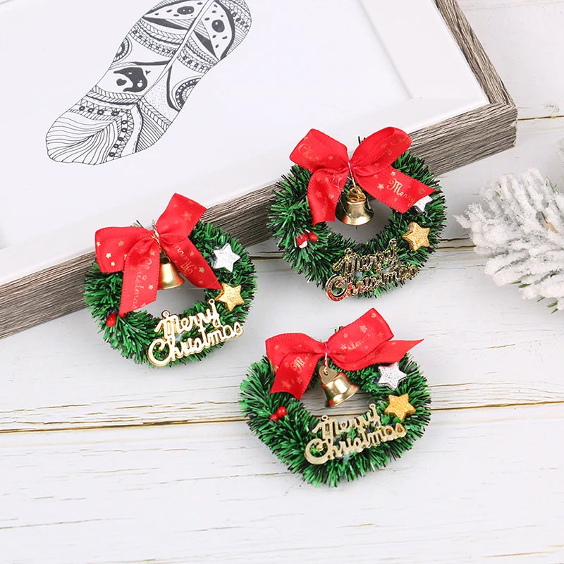 1PCS 1:12 1:6 Dollhouse Miniature Christmas Garland Wreath Model For Doll House Christmas Decor Toy for Home New Year