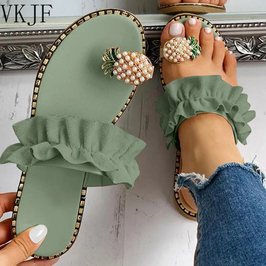 Pineapple Pearl Flat Toe Slipper