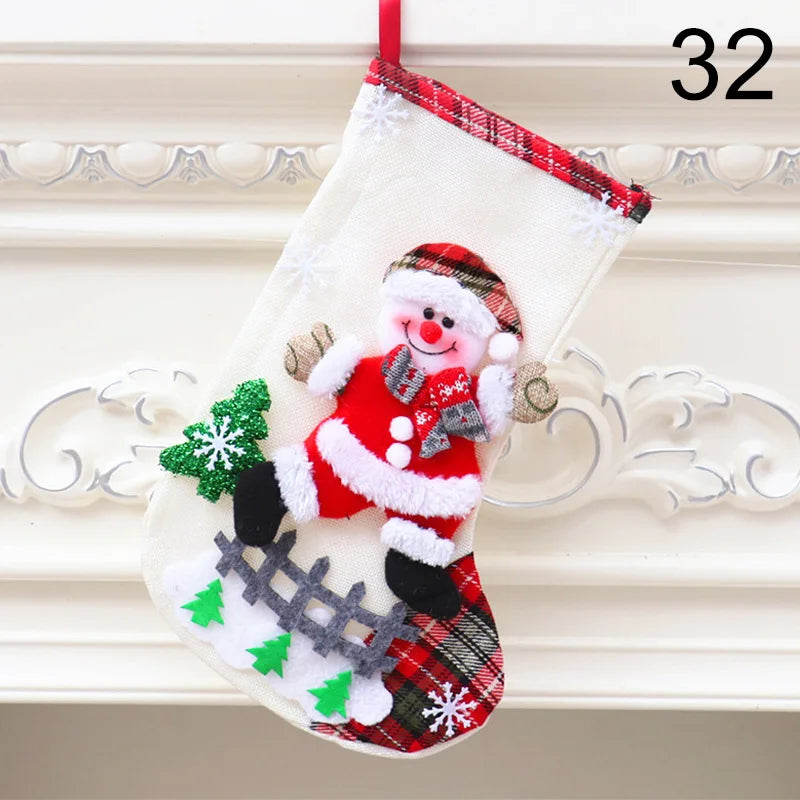 2024 New Year Christmas Stocking Sack Xmas Gifts Candy Bag Noel Christmas Decorations For Children Home Navidad Sock Tree Decor