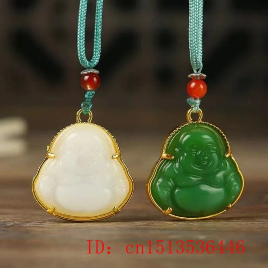 Jade Buddhism Pendant Amulet 925 Silver Fashion Crystal Charm Zircon Chalcedony Necklace Natural Gemstone Women Gifts