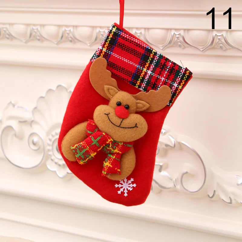 2024 New Year Christmas Stocking Sack Xmas Gifts Candy Bag Noel Christmas Decorations For Children Home Navidad Sock Tree Decor