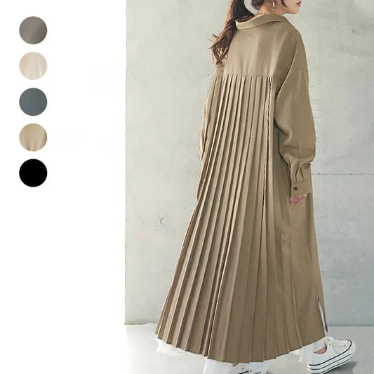 Pleated Long Sleeve Casual Dresses Fashion Oversize Ladies Clothes