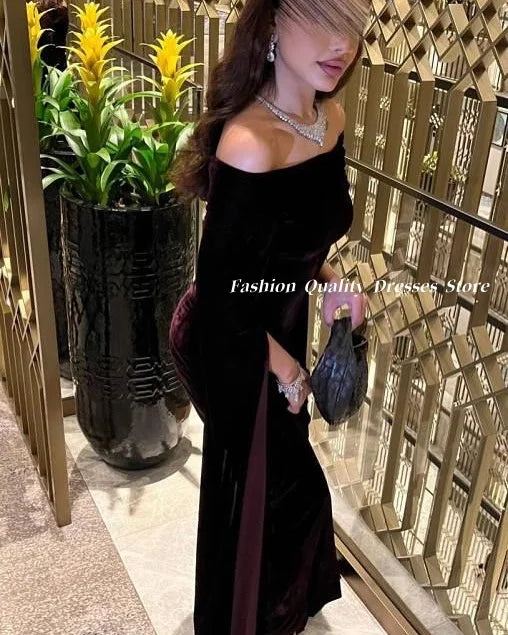 Women‘s Autumn Velvet Evening Dresses Long Sleeve Mermaid Prom Dresses robe de soirée sirène فساتين للمناسبات الخاصة Customized