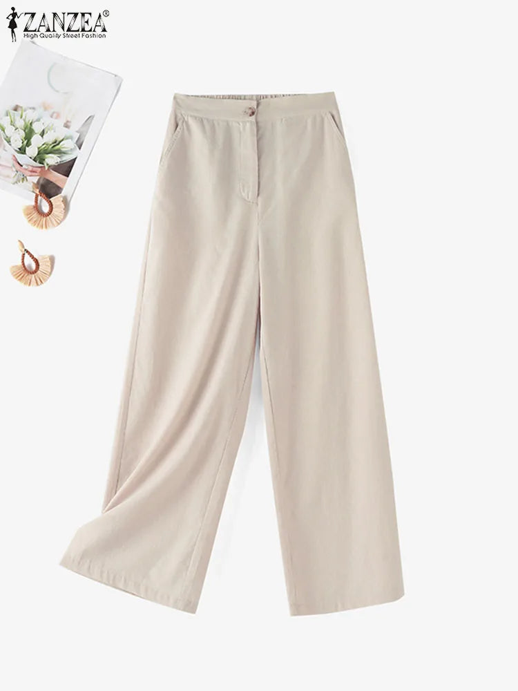 Breathable Cotton Linen Straight Pant