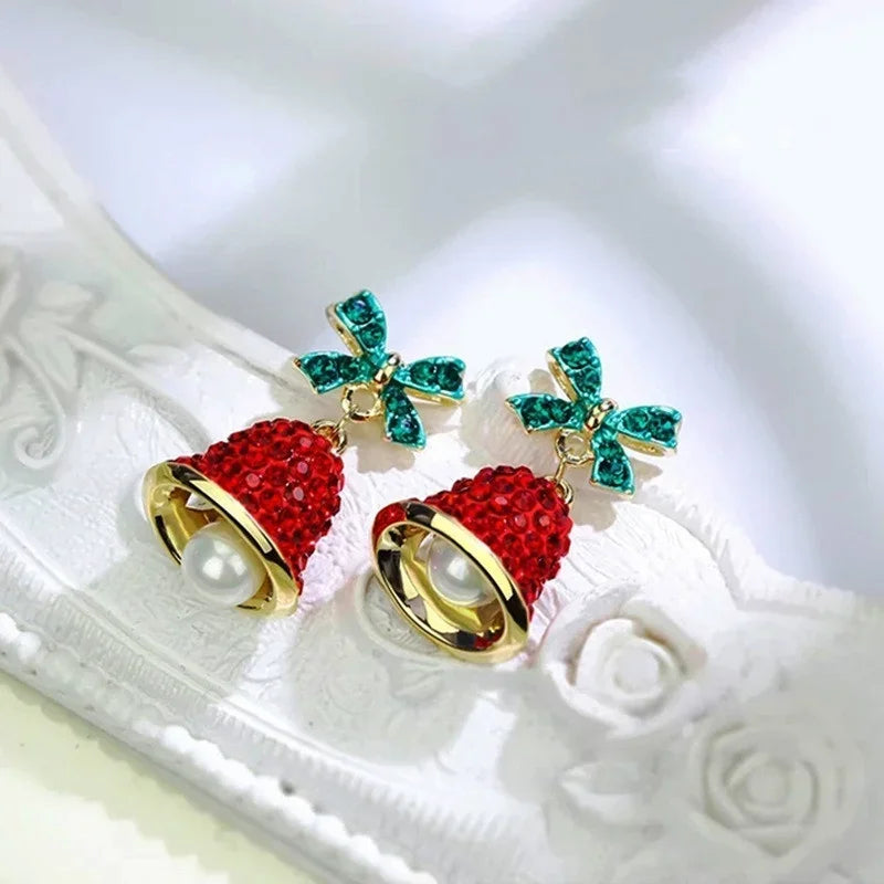 Colourful Zircon Christmas Tree Earrings