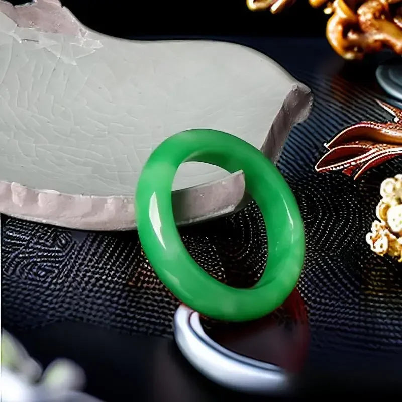 Green Real Jade Rings Designer Luxury Emerald Natural Jewelry Carved Amulet Fashion Gemstone Burmese Jadeite Charms