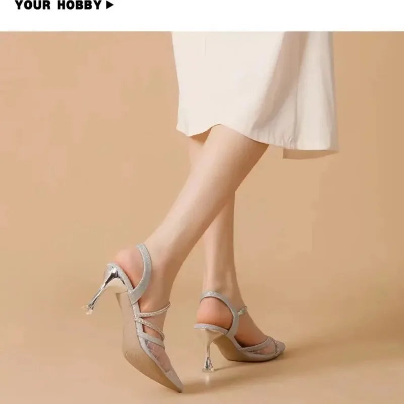 New Pointy Sexy Rhinaute Hollow Stiletto Heels Summer with Skirt