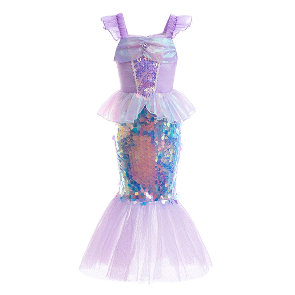 Kids Princess Dress Kids  Mermaid Cosplay Dresses Children Summer Birthday Dress Up Girls Christmas Halloween Carnival Dresses