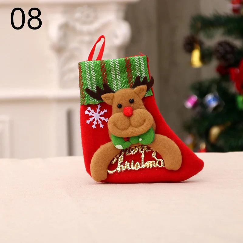 2024 New Year Christmas Stocking Sack Xmas Gifts Candy Bag Noel Christmas Decorations For Children Home Navidad Sock Tree Decor