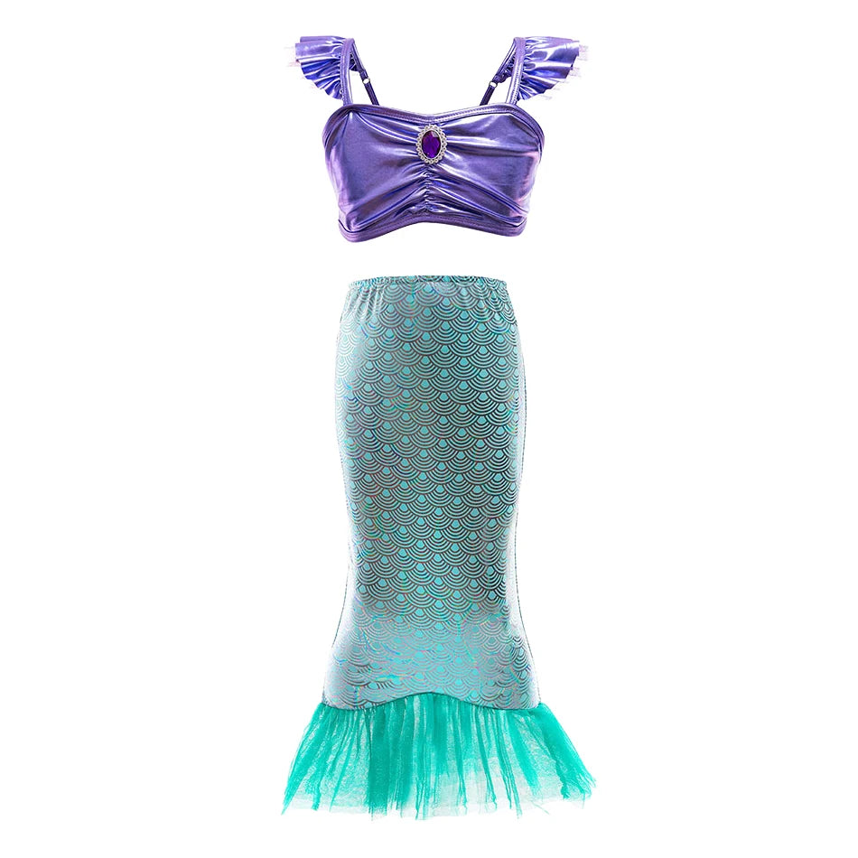 Kids Princess Dress Kids  Mermaid Cosplay Dresses Children Summer Birthday Dress Up Girls Christmas Halloween Carnival Dresses