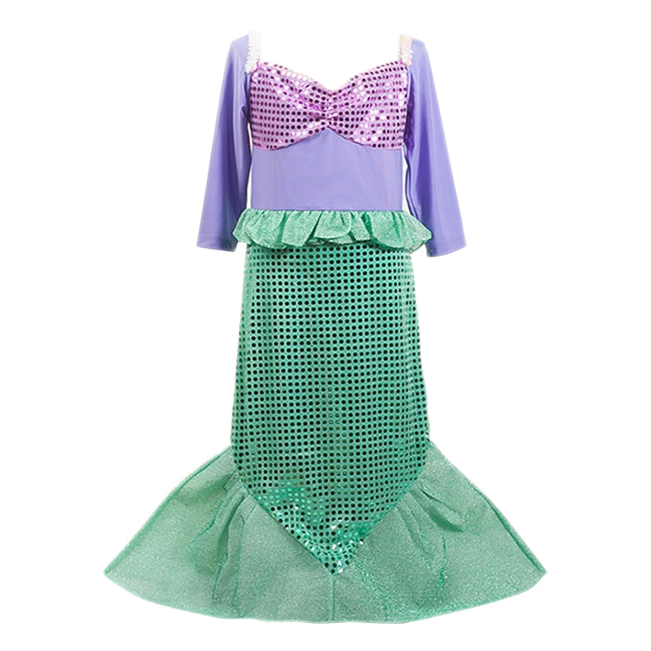 Kids Princess Dress Kids  Mermaid Cosplay Dresses Children Summer Birthday Dress Up Girls Christmas Halloween Carnival Dresses