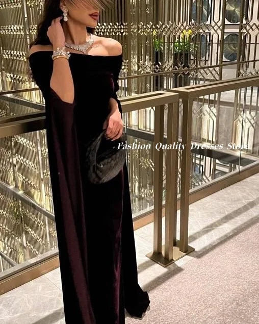 Women‘s Autumn Velvet Evening Dresses Long Sleeve Mermaid Prom Dresses robe de soirée sirène فساتين للمناسبات الخاصة Customized