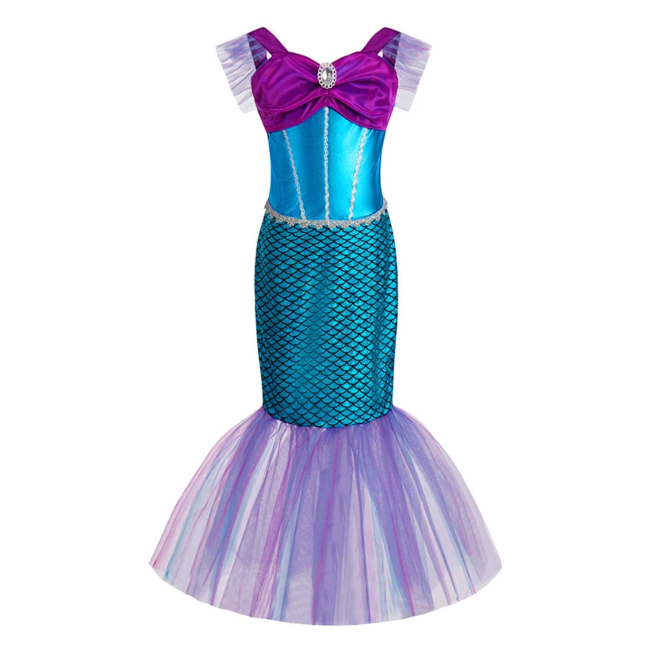 Kids Princess Dress Kids  Mermaid Cosplay Dresses Children Summer Birthday Dress Up Girls Christmas Halloween Carnival Dresses