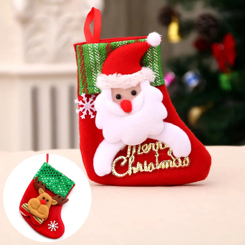 2024 New Year Christmas Stocking Sack Xmas Gifts Candy Bag Noel Christmas Decorations For Children Home Navidad Sock Tree Decor